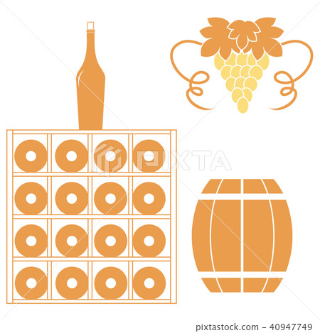 Stylized icon of a colored wine rack, bottles of Stylized icon of a colored wine rack, bottles of 40947749