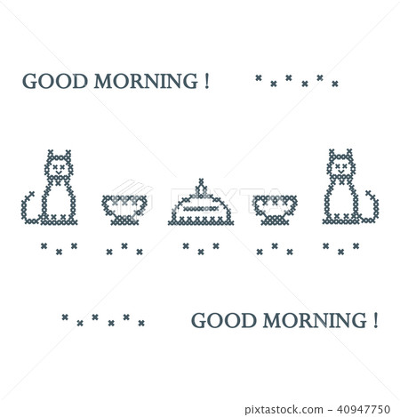 Cute vector illustration cross embroidery of dish Cute vector illustration cross embroidery of dish 40947750