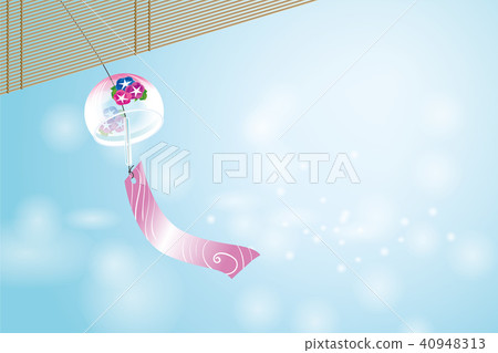 Hotemaka Omimai postcard design (Horizontal) Background | Landscape with wind bells with crescent and morning glory | Summer image Hotemaka Omimai postcard design (Horizontal) Background | Landscape with wind bells with crescent and morning glory | Summer image 40948313