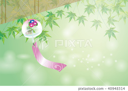 Hotemaka Omihai明信片設計(水平)背景|風景與楓樹和陰影和牽牛花的風鈴|夏天圖像 Hotemaka Omihai明信片設計(水平)背景|風景與楓樹和陰影和牽牛花的風鈴|夏天圖像 40948314