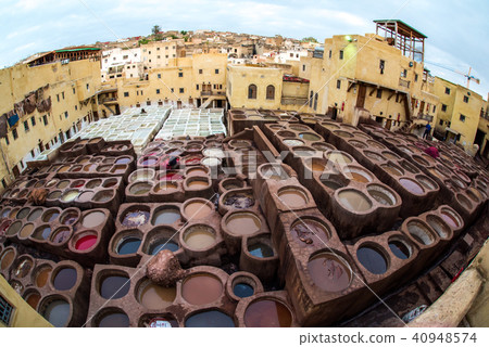 Morocco Fes' skin tanning factory (Tannelli) Morocco Fes' skin tanning factory (Tannelli) 40948574