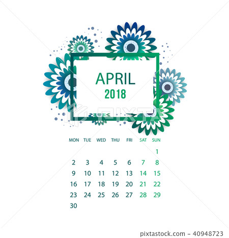 Design Floral Template Calendar 2018. Design Floral Template Calendar 2018. 40948723