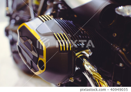 opposite motor of a modern motorcycle close-up opposite motor of a modern motorcycle close-up 40949035