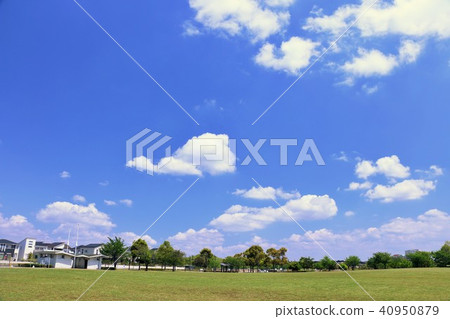 Pleasant blue sky and the landscape of the park Pleasant blue sky and the landscape of the park 40950879