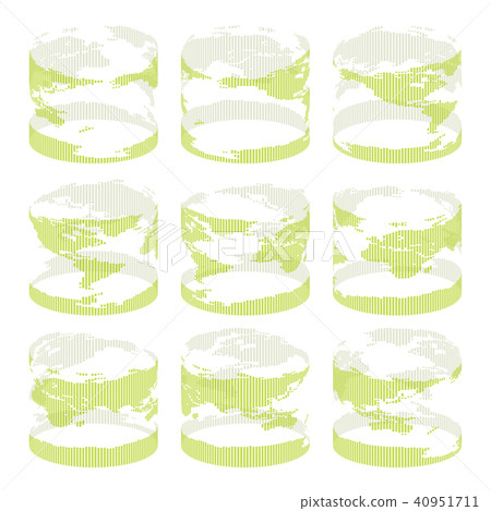 Vector Illustration Global world map design cylinder dots 40951711