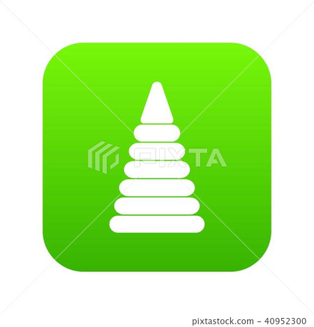 Pyramid built from plastic rings icon digital green 40952300