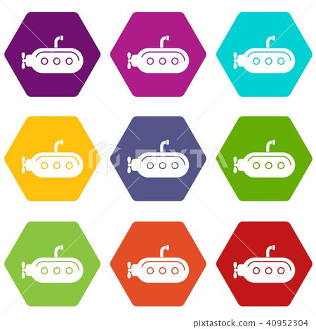 Submarine with periscope icons set 9 vector Submarine with periscope icons set 9 vector 40952304