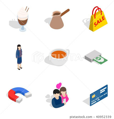 Business lady icons set, isometric style Business lady icons set, isometric style 40952339
