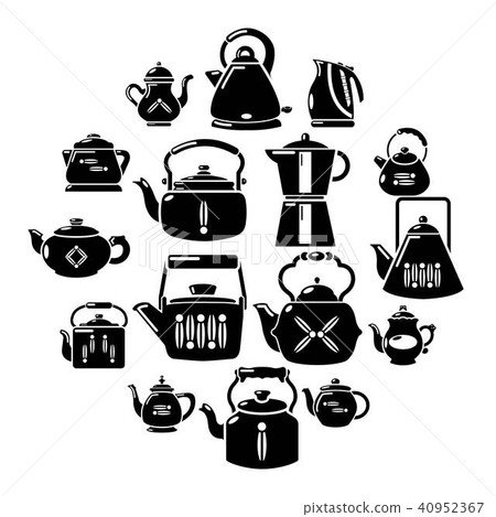 Teapot icons set, simple style Teapot icons set, simple style 40952367
