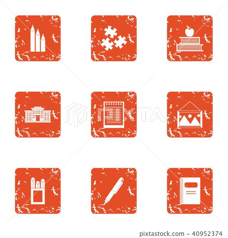 Study undertaking icons set, grunge style Study undertaking icons set, grunge style 40952374