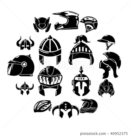 Helmet icons set, simple style Helmet icons set, simple style 40952375