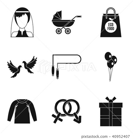 Female happiness icons set, simple style 40952407