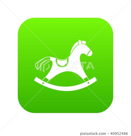 Rocking horse icon digital green 40952486