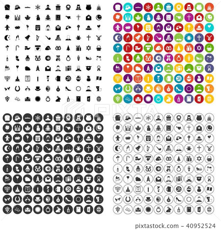 100 religious festival icons set vector variant - Stock Illustration ...