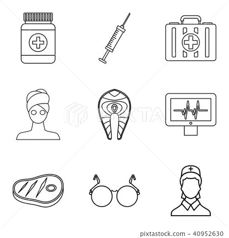 Lady health icons set, outline style Lady health icons set, outline style 40952630