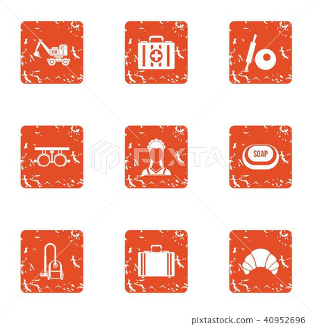 Medical hygiene icons set, grunge style 40952696