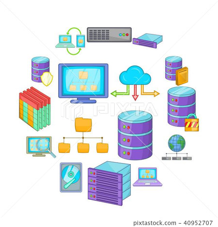 Data base icons set, cartoon style 40952707