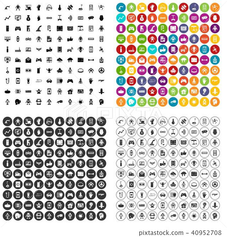 100 robot icons set vector variant 40952708