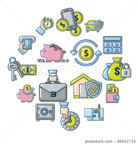 Credit icons set, cartoon style Credit icons set, cartoon style 40952714