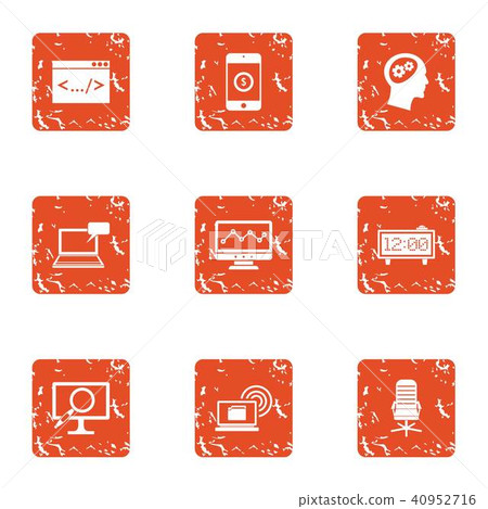Business chief icons set, grunge style Business chief icons set, grunge style 40952716