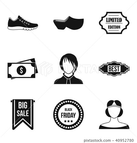 Shopping district icons set, simple style Shopping district icons set, simple style 40952780