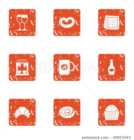 Engagement icons set, grunge style 40952943