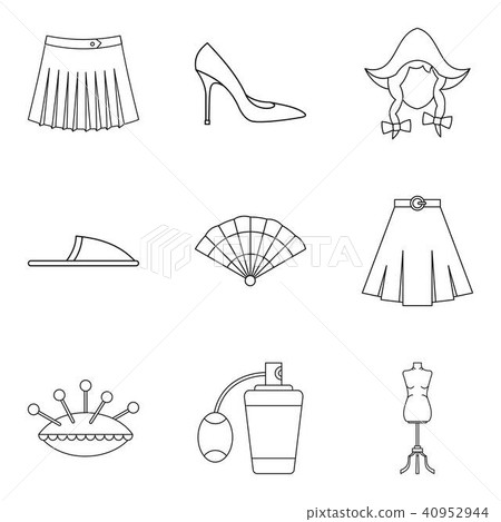 Trading house icons set, outline style Trading house icons set, outline style 40952944