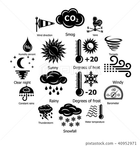 Weater icons set, simple style 40952971