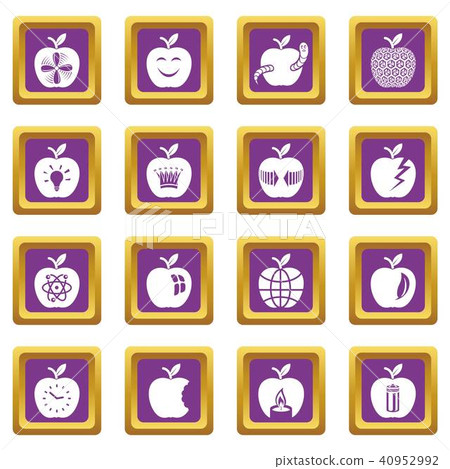 Apple logo icons set purple square vector Apple logo icons set purple square vector 40952992