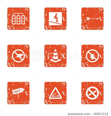 City sign icons set, grunge style 40953135