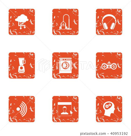 Home lifestyle icons set, grunge style Home lifestyle icons set, grunge style 40953192