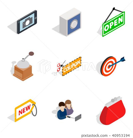 Capable woman icons set, isometric style Capable woman icons set, isometric style 40953194