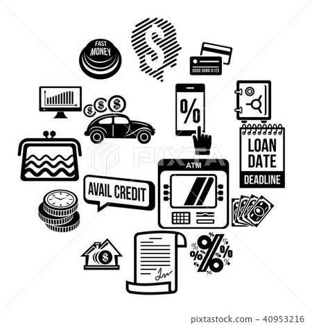 Loan credit icons set, simple style Loan credit icons set, simple style 40953216