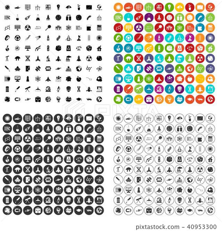 100 space icons set vector variant 40953300