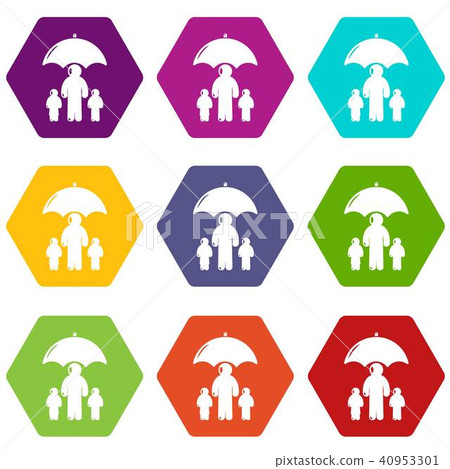 Insurance family icons set 9 vector Insurance family icons set 9 vector 40953301