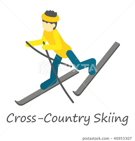 Cross country skiing icon, isometric style 40953307
