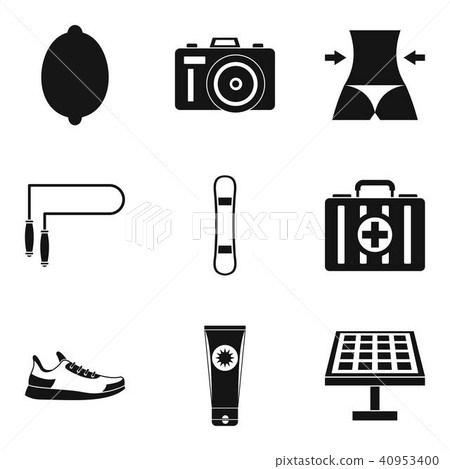 Woman trained icons set, simple style Woman trained icons set, simple style 40953400