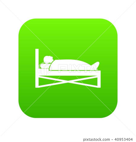 Patient in bed in hospital icon digital green 40953404