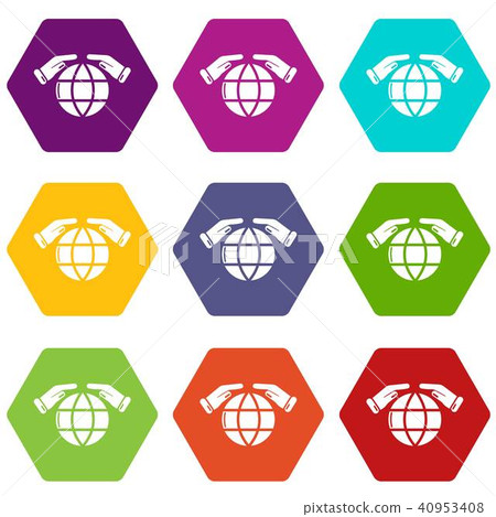 Safe planet icons set 9 vector Safe planet icons set 9 vector 40953408