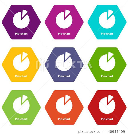 Pie chart icons set 9 vector Pie chart icons set 9 vector 40953409