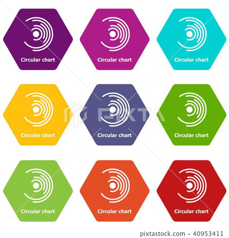 Circular chart icons set 9 vector Circular chart icons set 9 vector 40953411