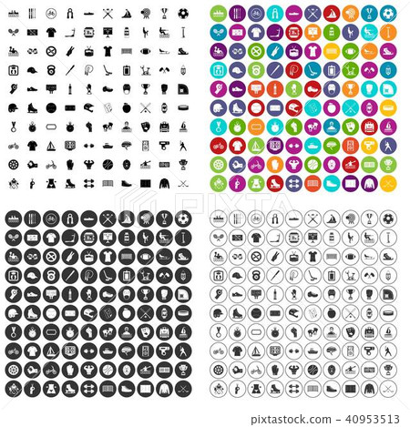 100 sport team icons set vector variant 40953513