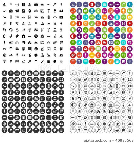100 summer camp icons set vector variant 100 summer camp icons set vector variant 40953562