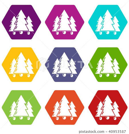 Fir tree icons set 9 vector Fir tree icons set 9 vector 40953587
