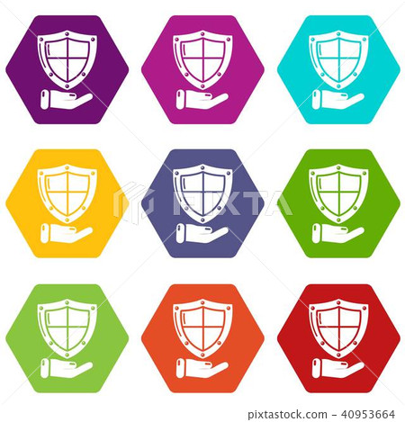 Shield icons set 9 vector - Stock Illustration [40953664] - PIXTA