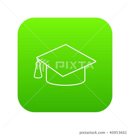 Graduation cap icon green vector - Stock Illustration [40953681] - PIXTA