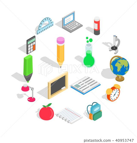 School icons set, isometric 3d style 40953747