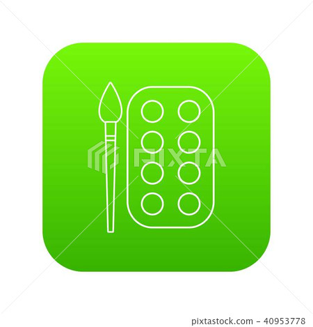 Paint brush palette icon green vector 40953778