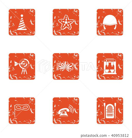 Jubilee icons set, grunge style Jubilee icons set, grunge style 40953812