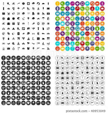 100 surfing icons set vector variant 40953849